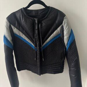 Louis Vuitton Women's Short Down Jacket, Size 38, Black/Silver/Blue, Worn Once